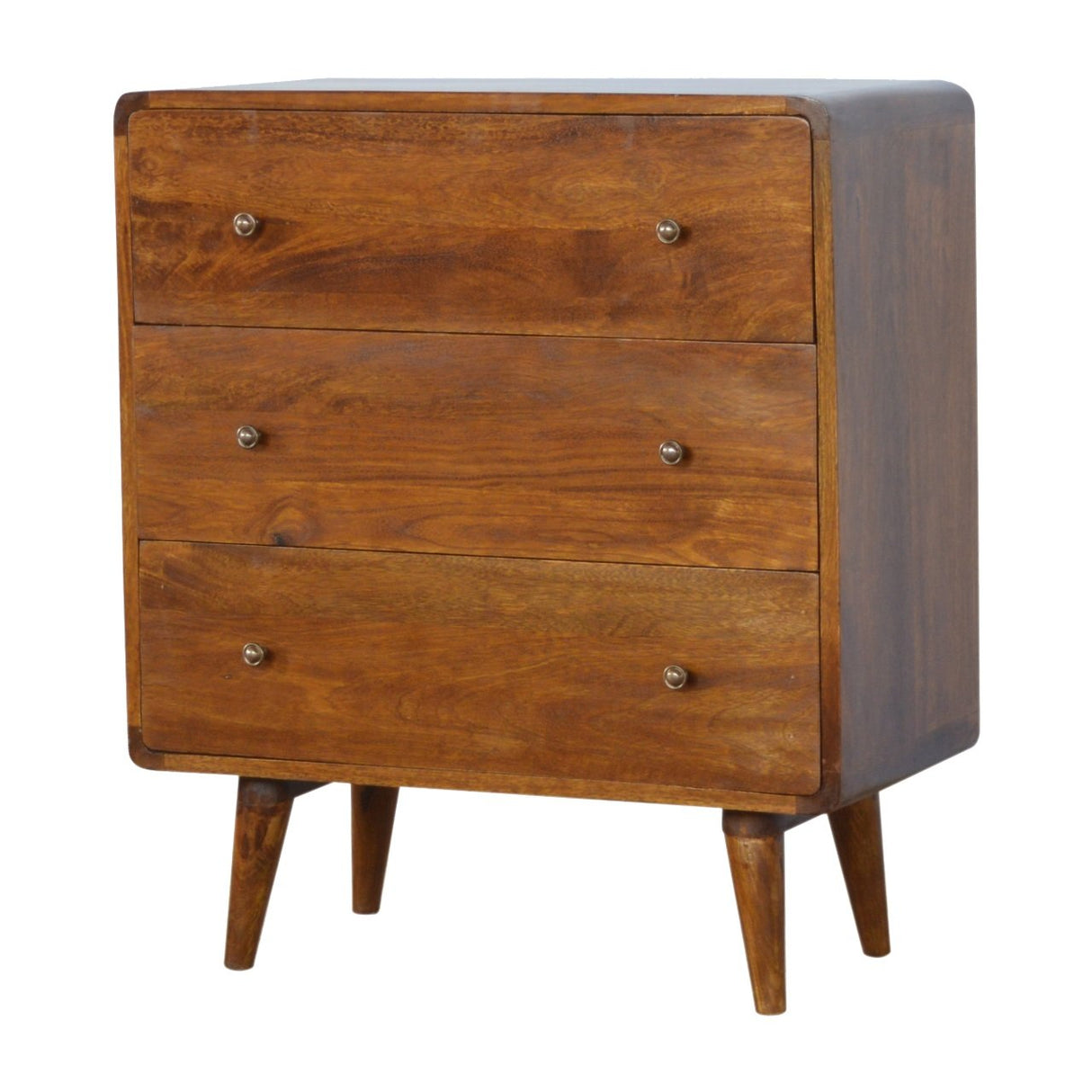 Solid Mango Wood Chest Of 3 Drawers Curved - Gloucester
