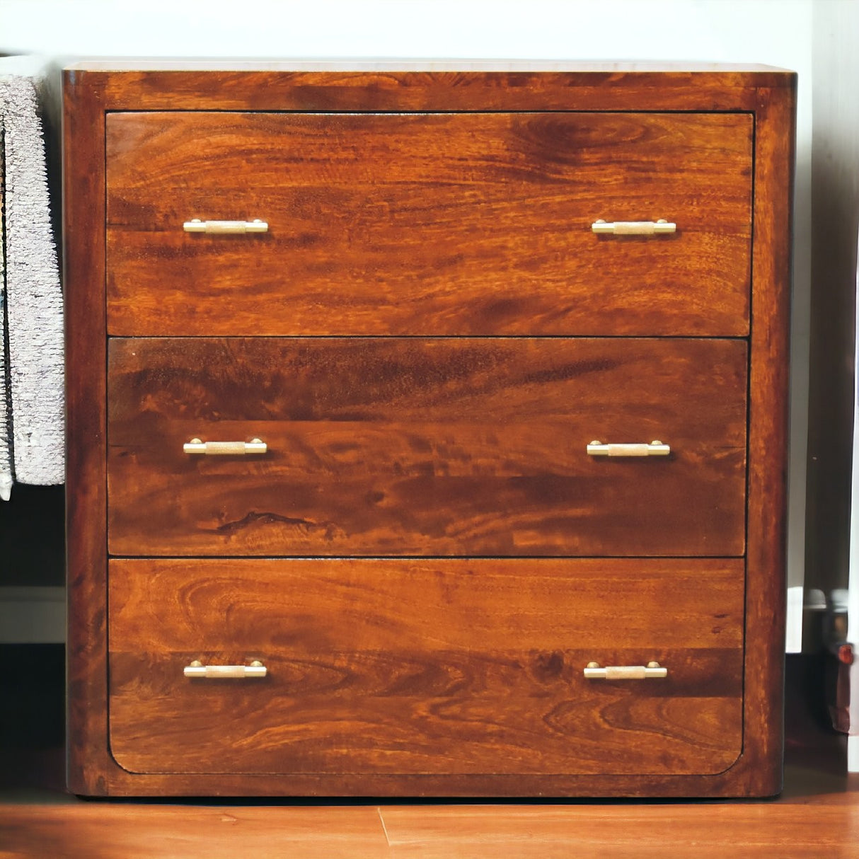 Solid Mango Wood Chest Of 3 Drawers - Luca
