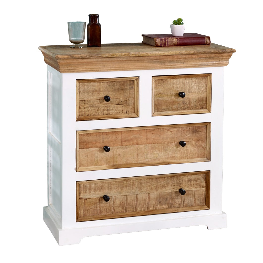 Solid Mango Wood Chest Of 4 Drawers - Alfie