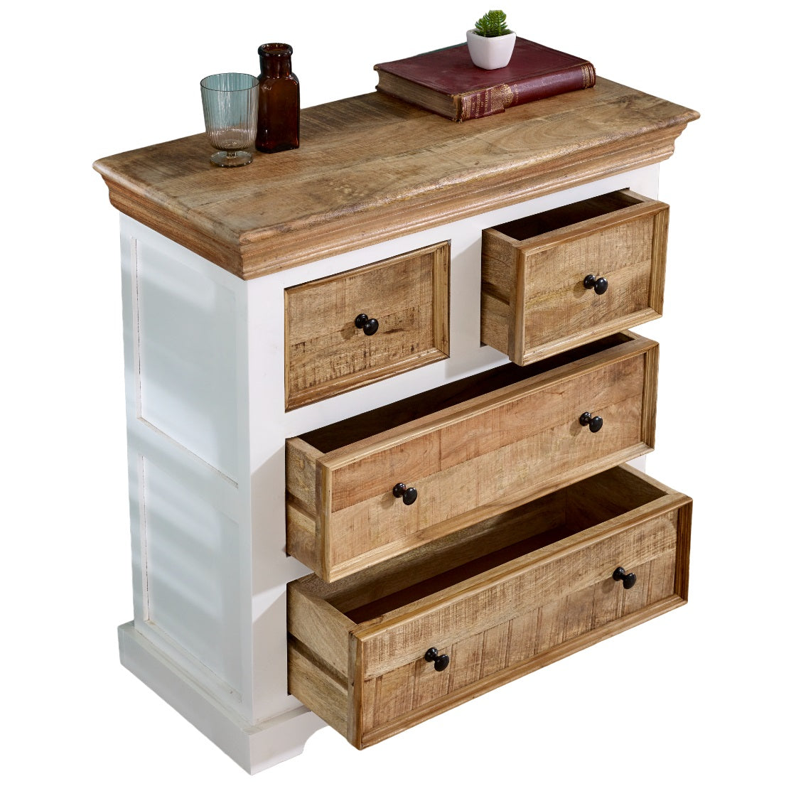 Solid Mango Wood Chest Of 4 Drawers - Alfie