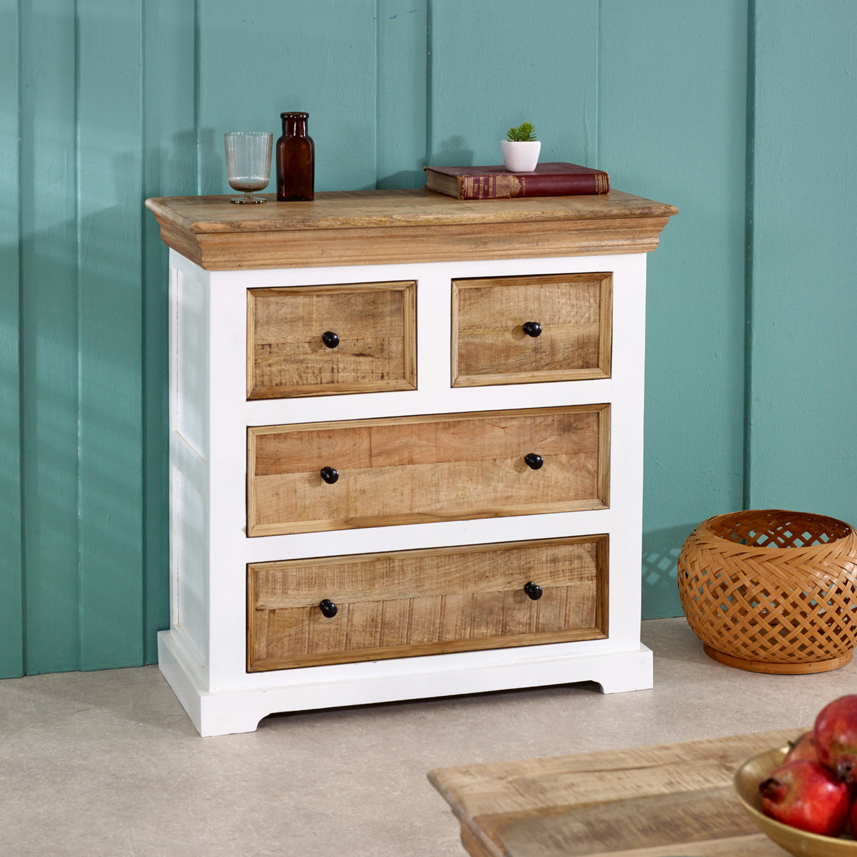 Solid Mango Wood Chest Of 4 Drawers - Alfie