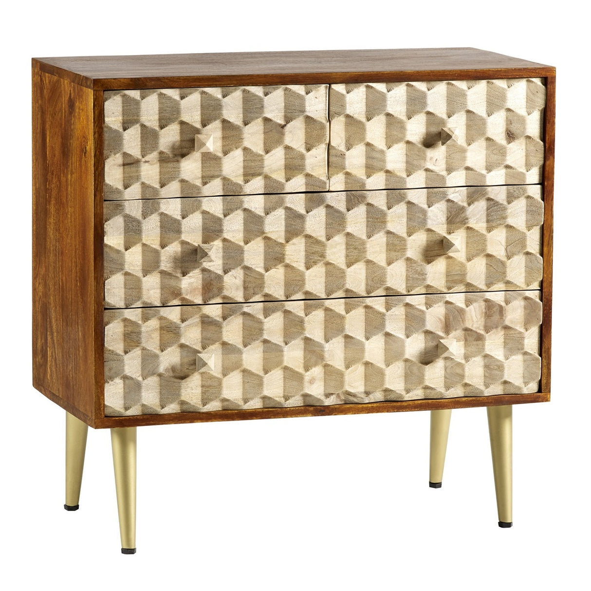 Solid Mango Wood Chest Of 4 Drawers - Edison