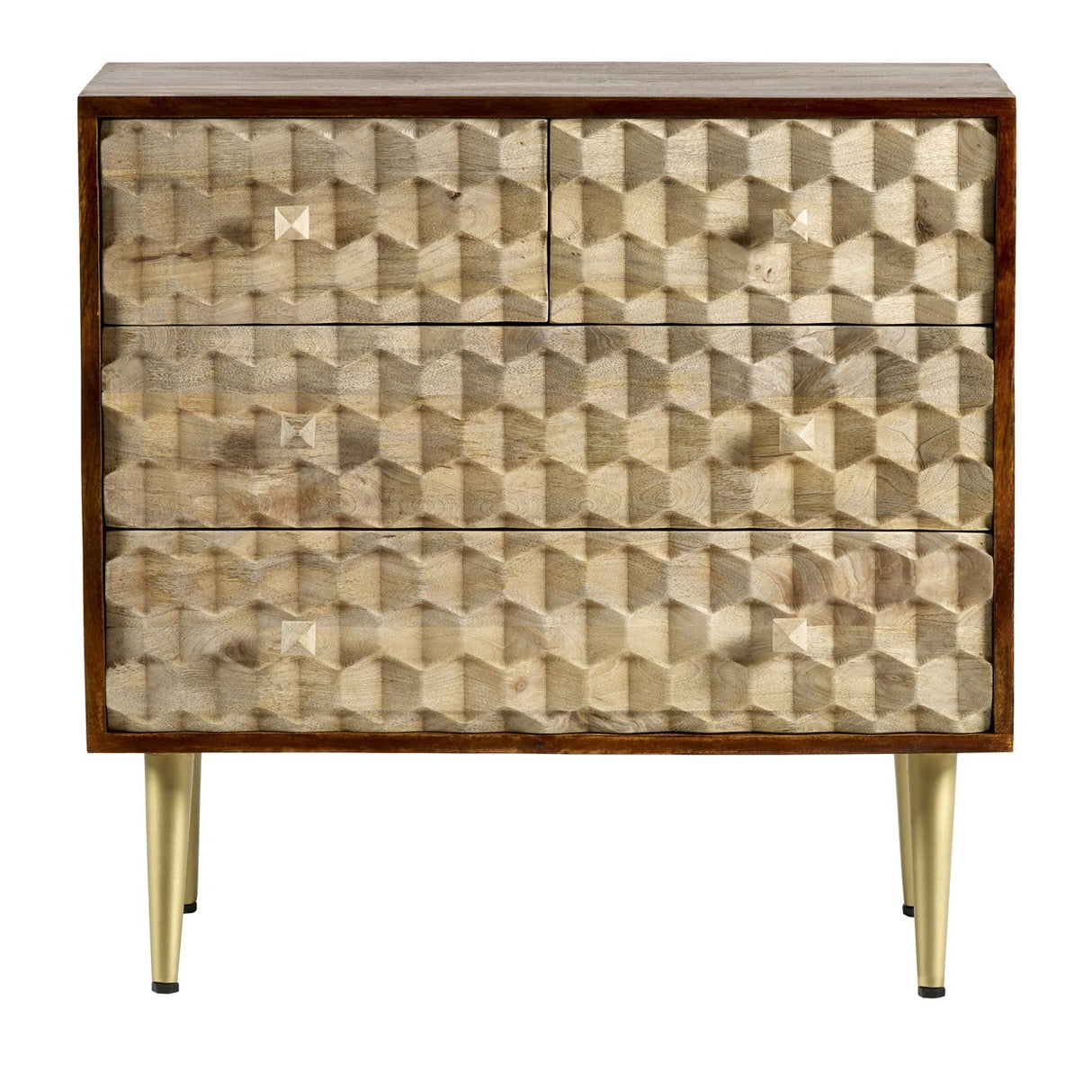 Solid Mango Wood Chest Of 4 Drawers - Edison