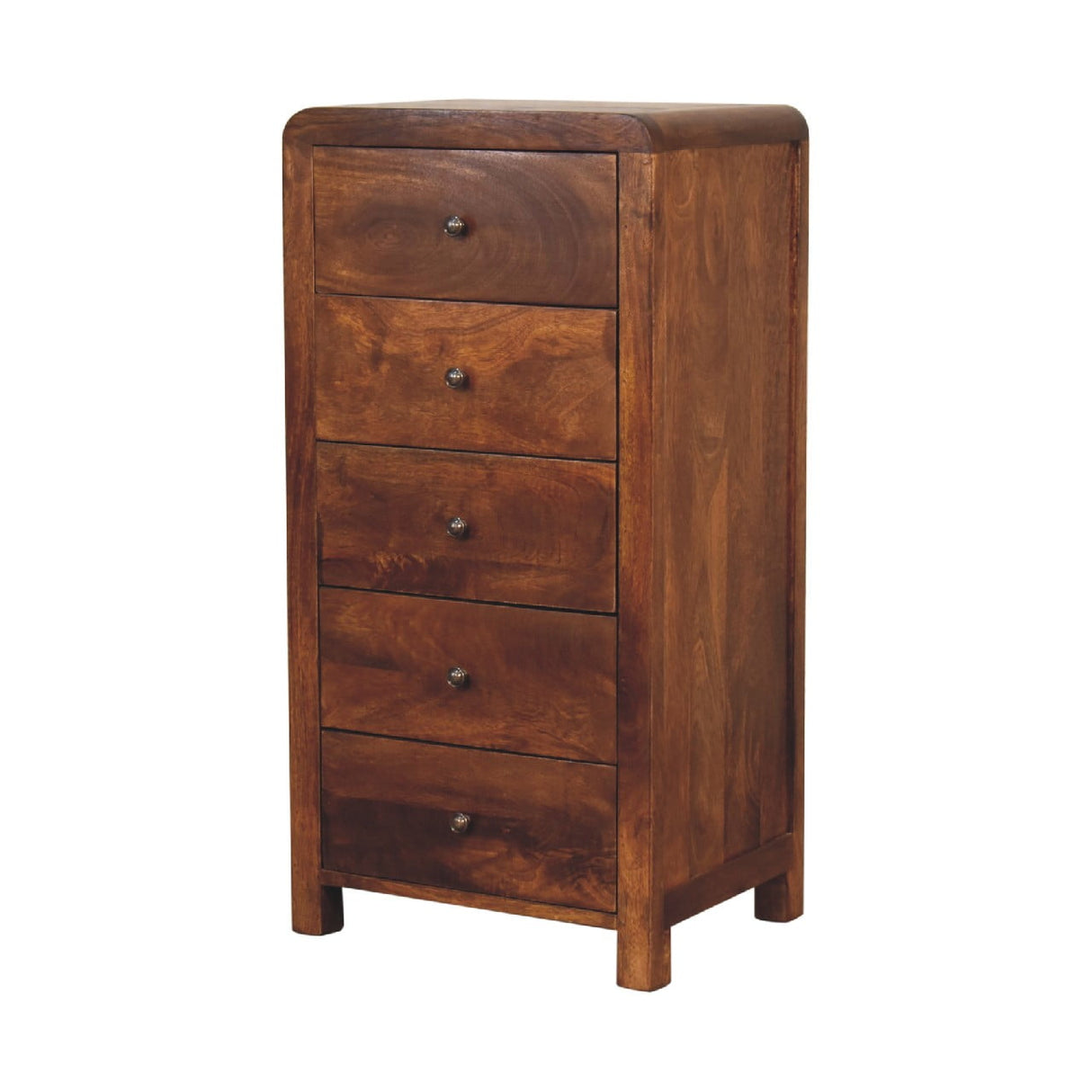 Solid Mango Wood Chest Of 5 Drawers - Aspen