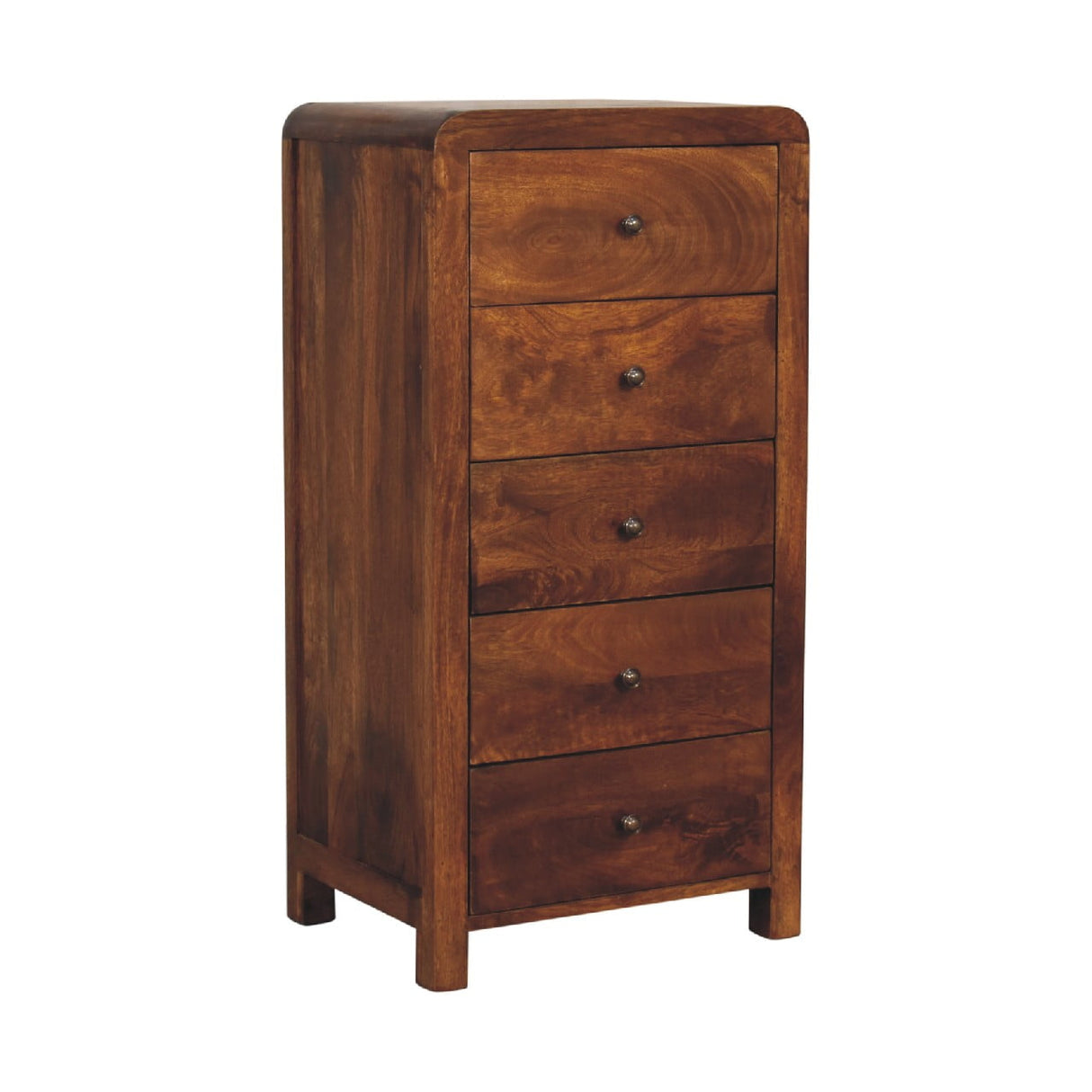 Solid Mango Wood Chest Of 5 Drawers - Aspen