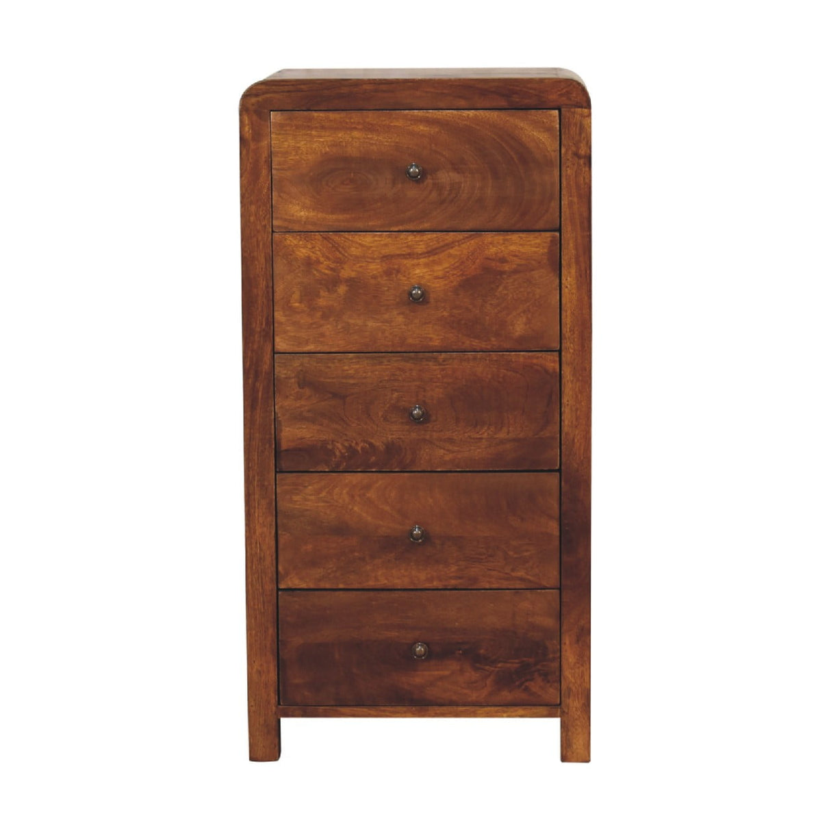Solid Mango Wood Chest Of 5 Drawers - Aspen