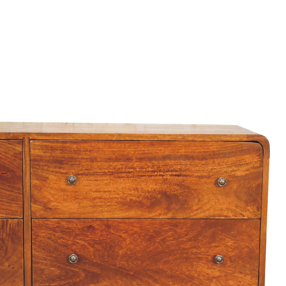 Solid Mango Wood Chest Of 6 Drawers Large And Curved - Lincoln