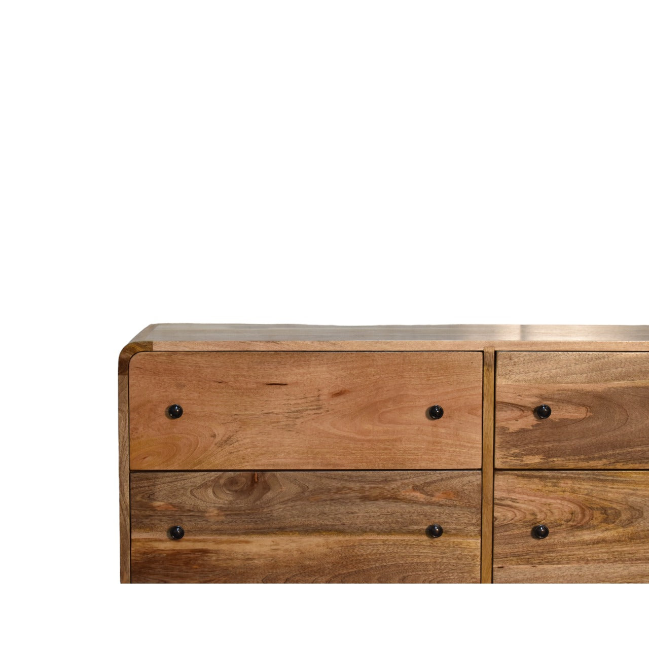 Solid Mango Wood Chest Of 6 Drawers Large And Curved - Lincoln