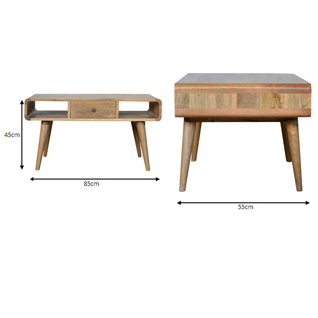 Solid Mango Wood Coffee Table With 1 Drawer - Coventry