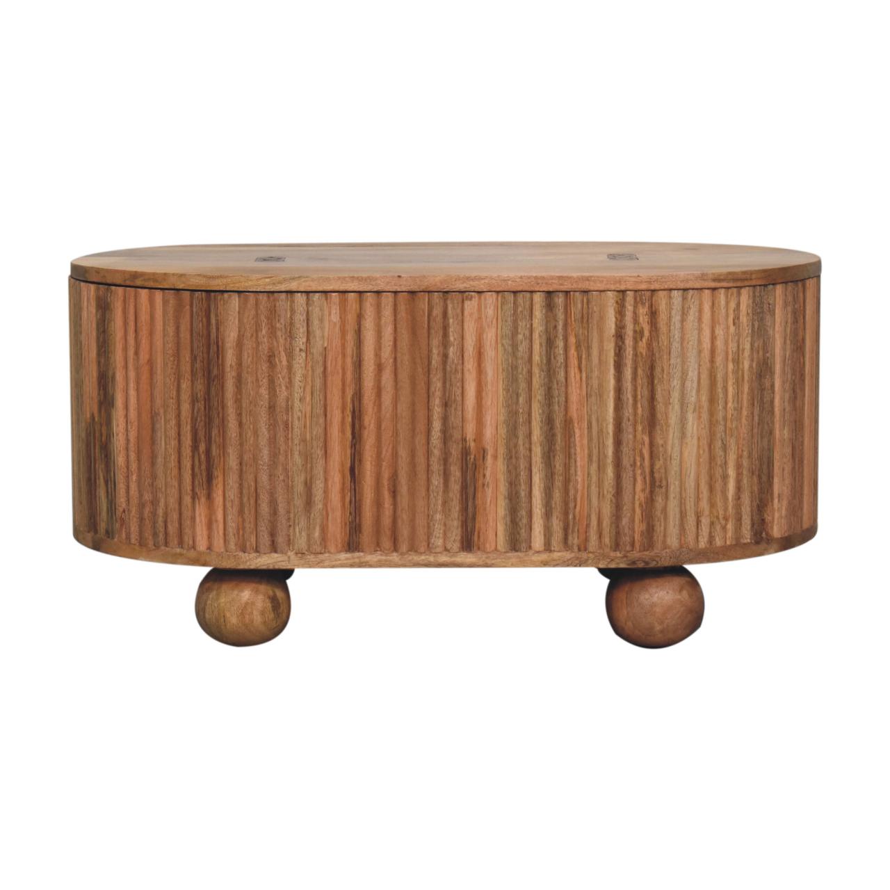 Solid Mango Wood Coffee Table Ball With Lid-Up - Soba
