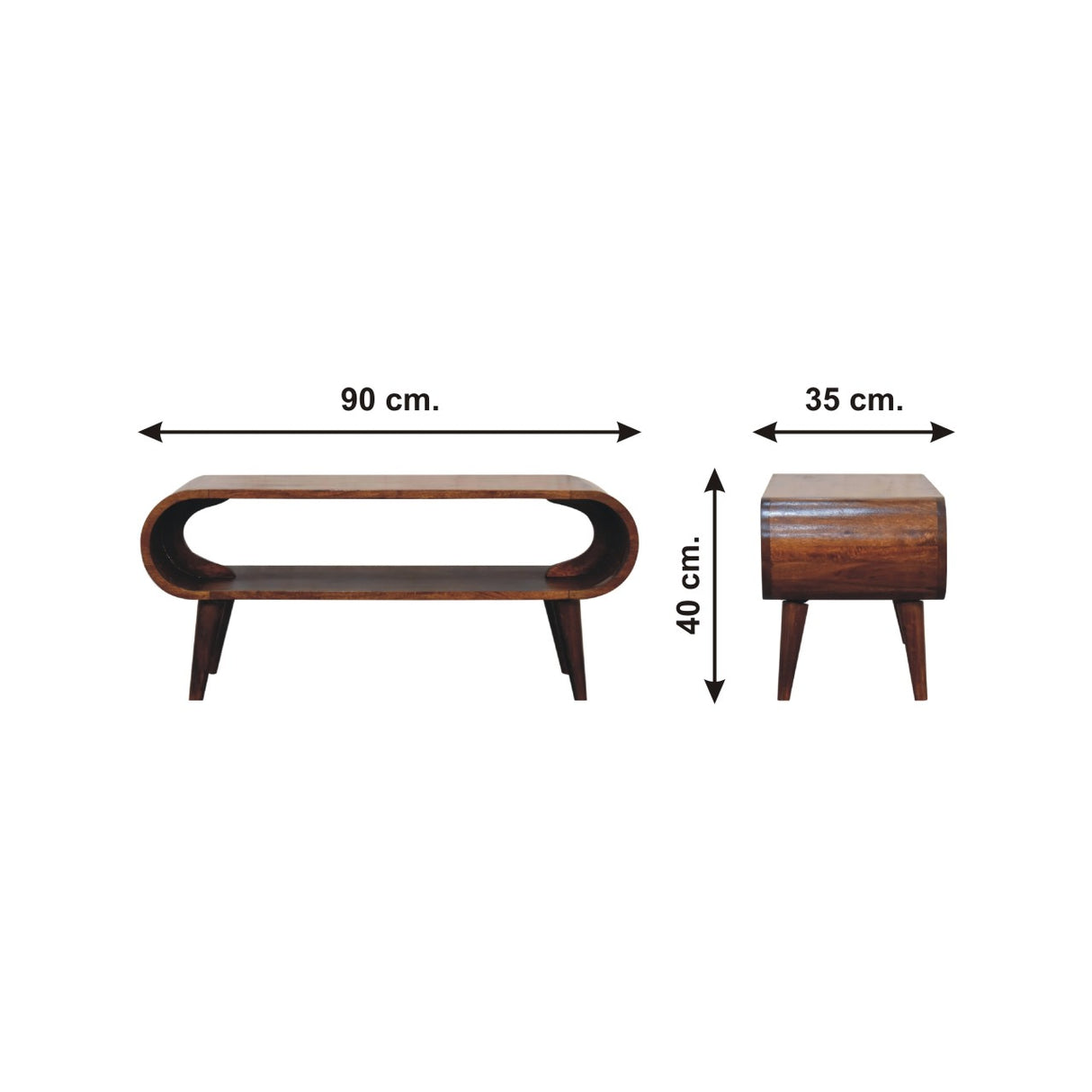 Solid Mango Wood Coffee Table in Nordic Style - Amaya