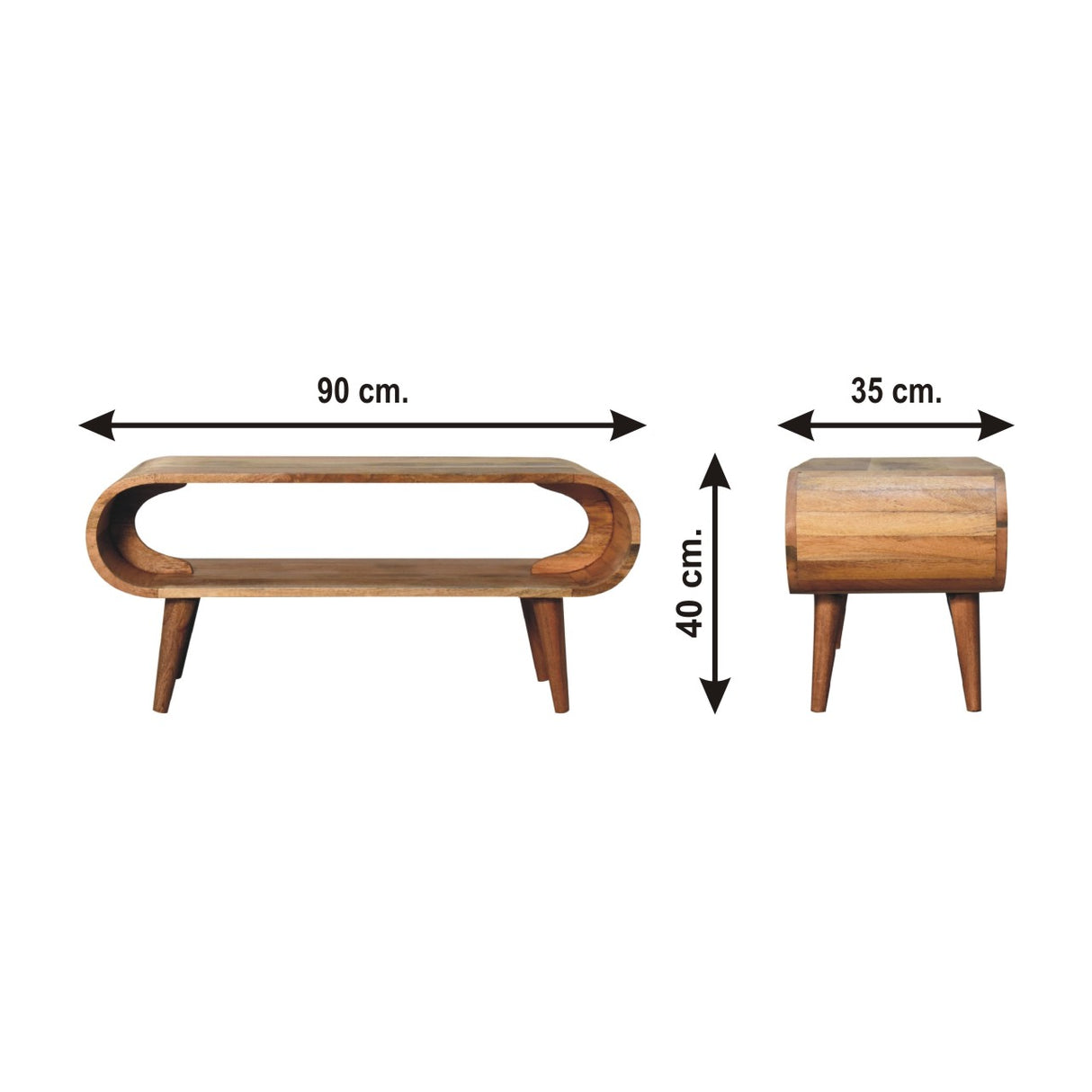 Solid Mango Wood Coffee Table in Nordic Style - Amaya