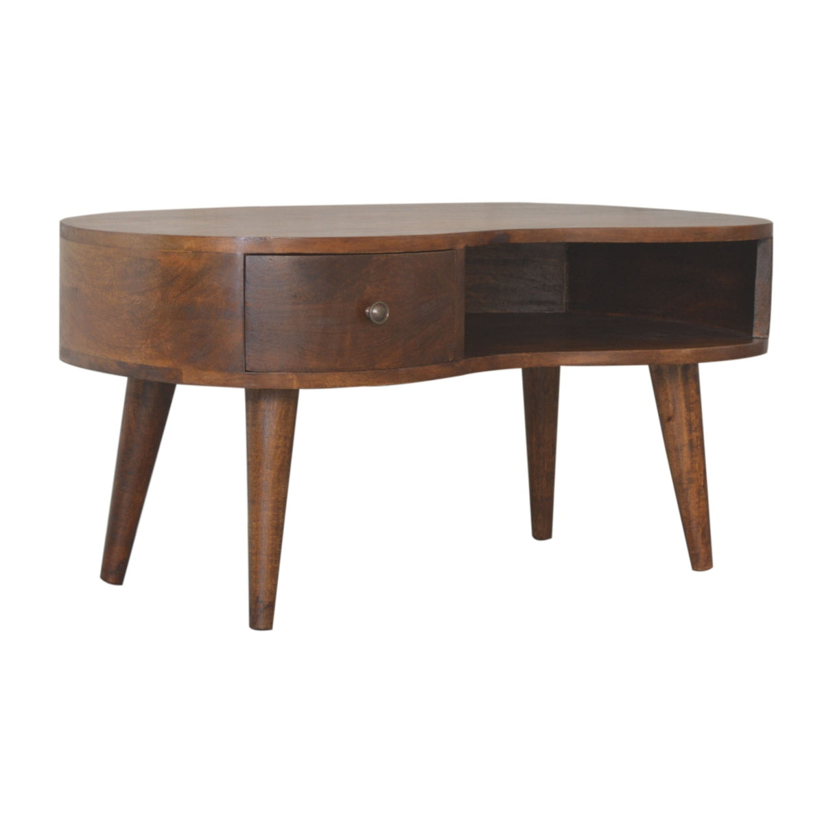 Solid Mango Wood Coffee Table in Wave Shape - Birmingham