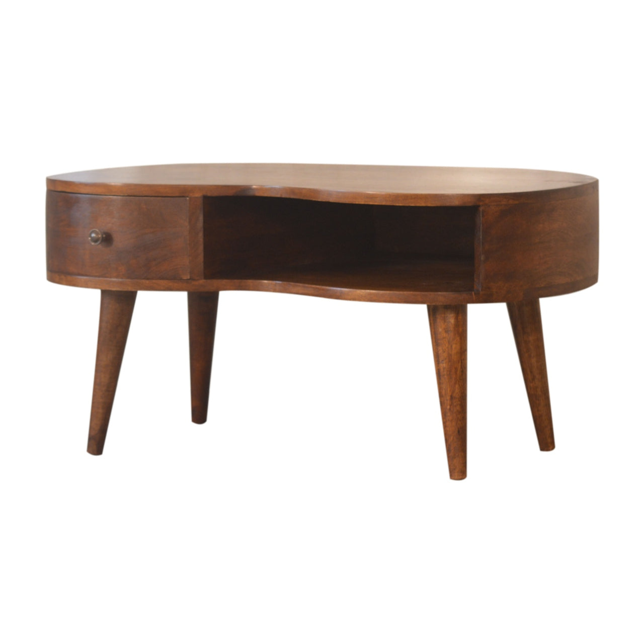Solid Mango Wood Coffee Table in Wave Shape - Birmingham