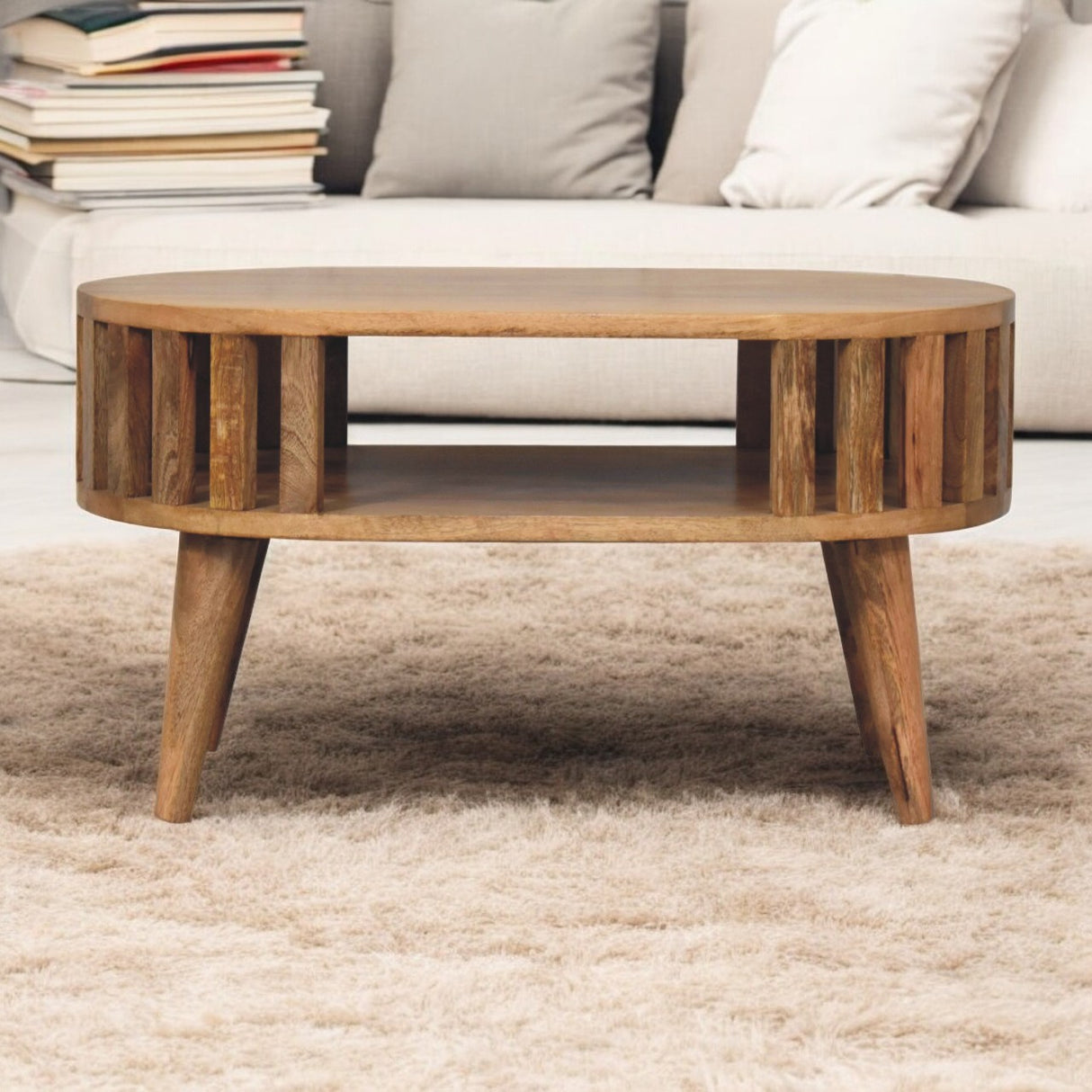 Solid Mango Wood Coffee Table Mini Rectangular - Ariella