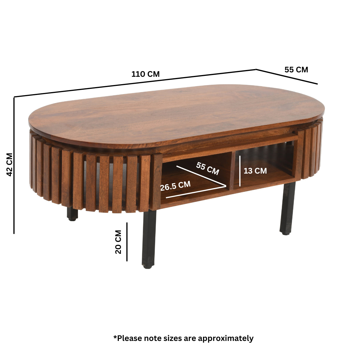 Solid Mango Wood Coffee Table Rectangular - Inverley Designs