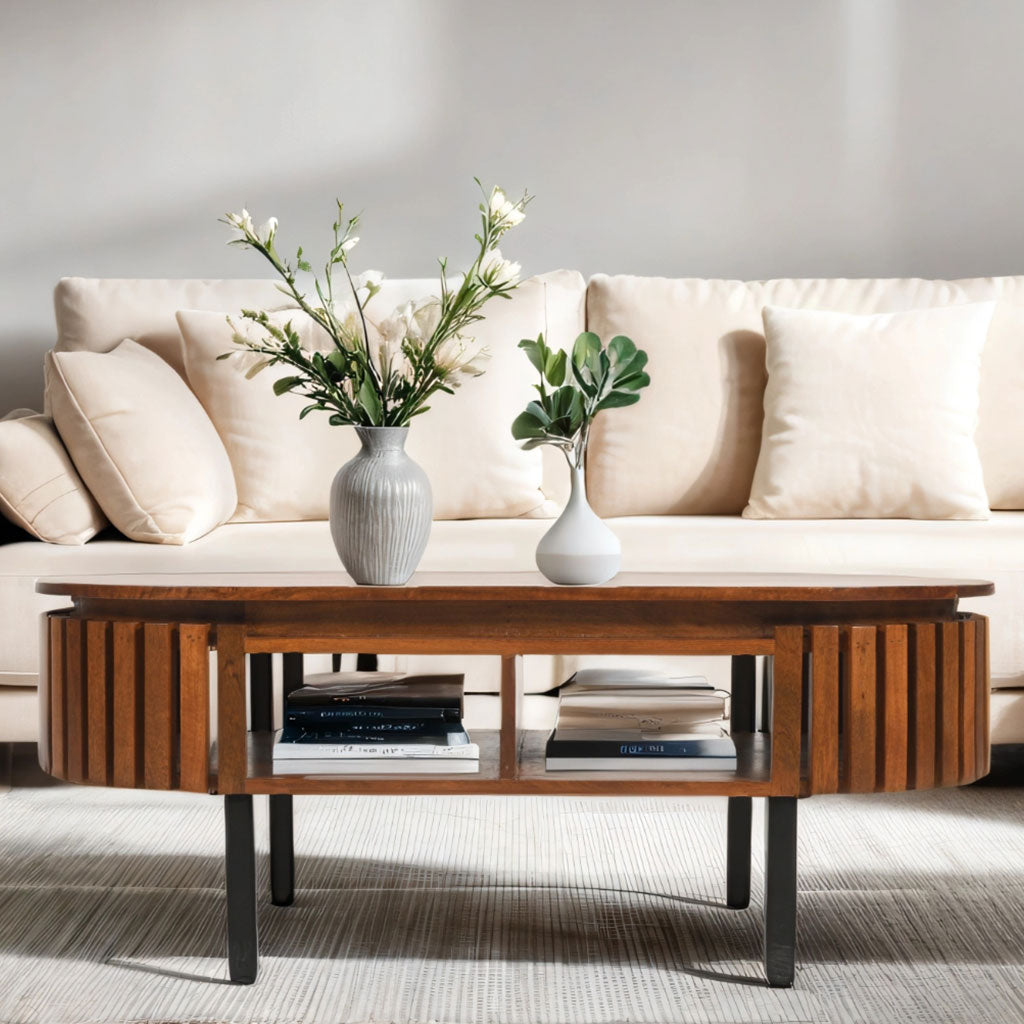 Solid Mango Wood Coffee Table Rectangular - Inverley Designs