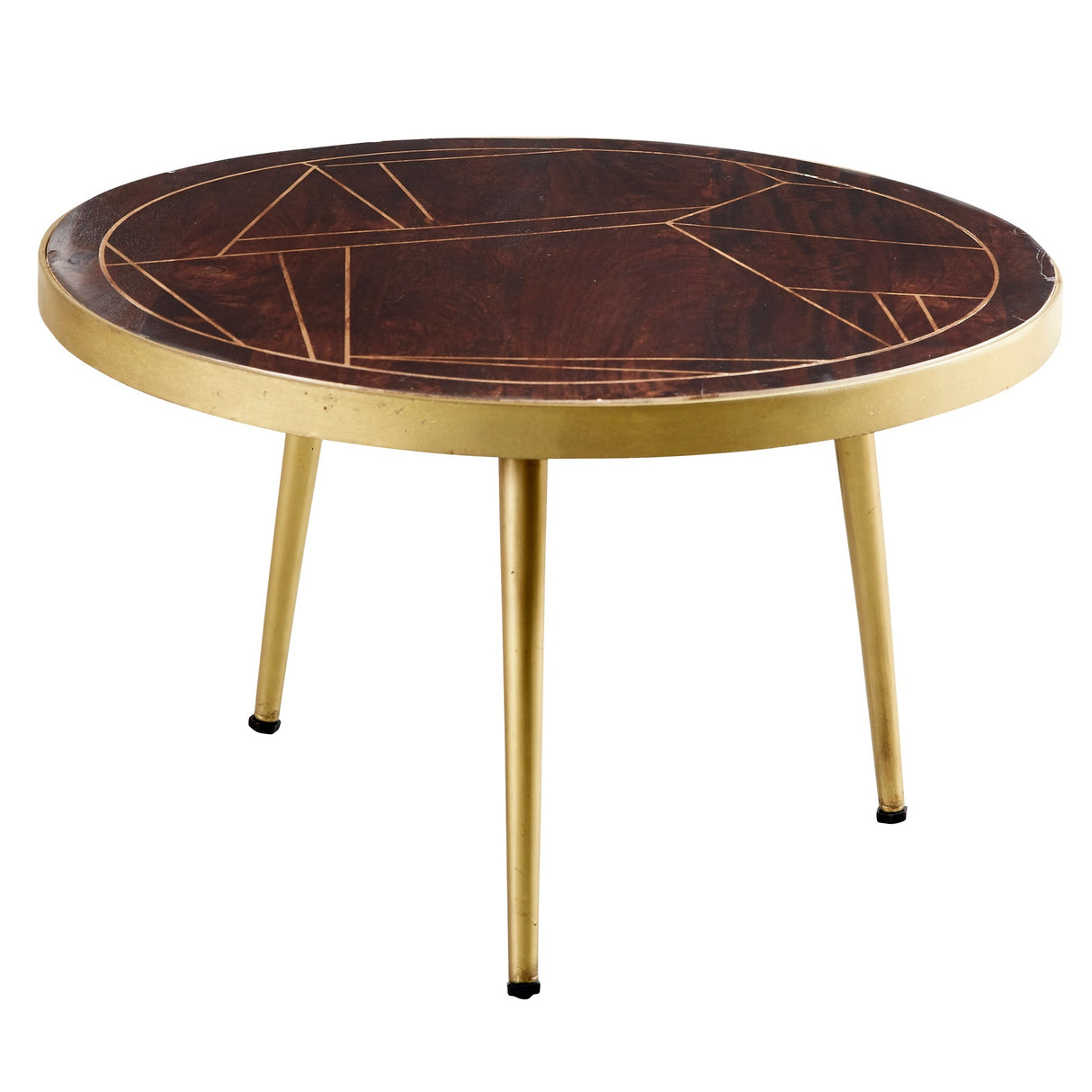 Solid Mango Wood Coffee Table Round - Dark Gold