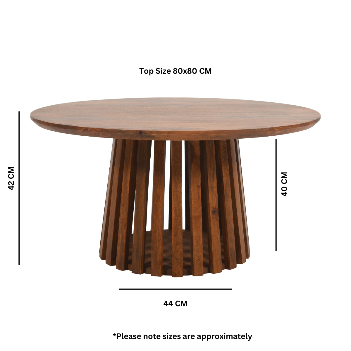 Solid Mango Wood Coffee Table Round - Inverley Designs