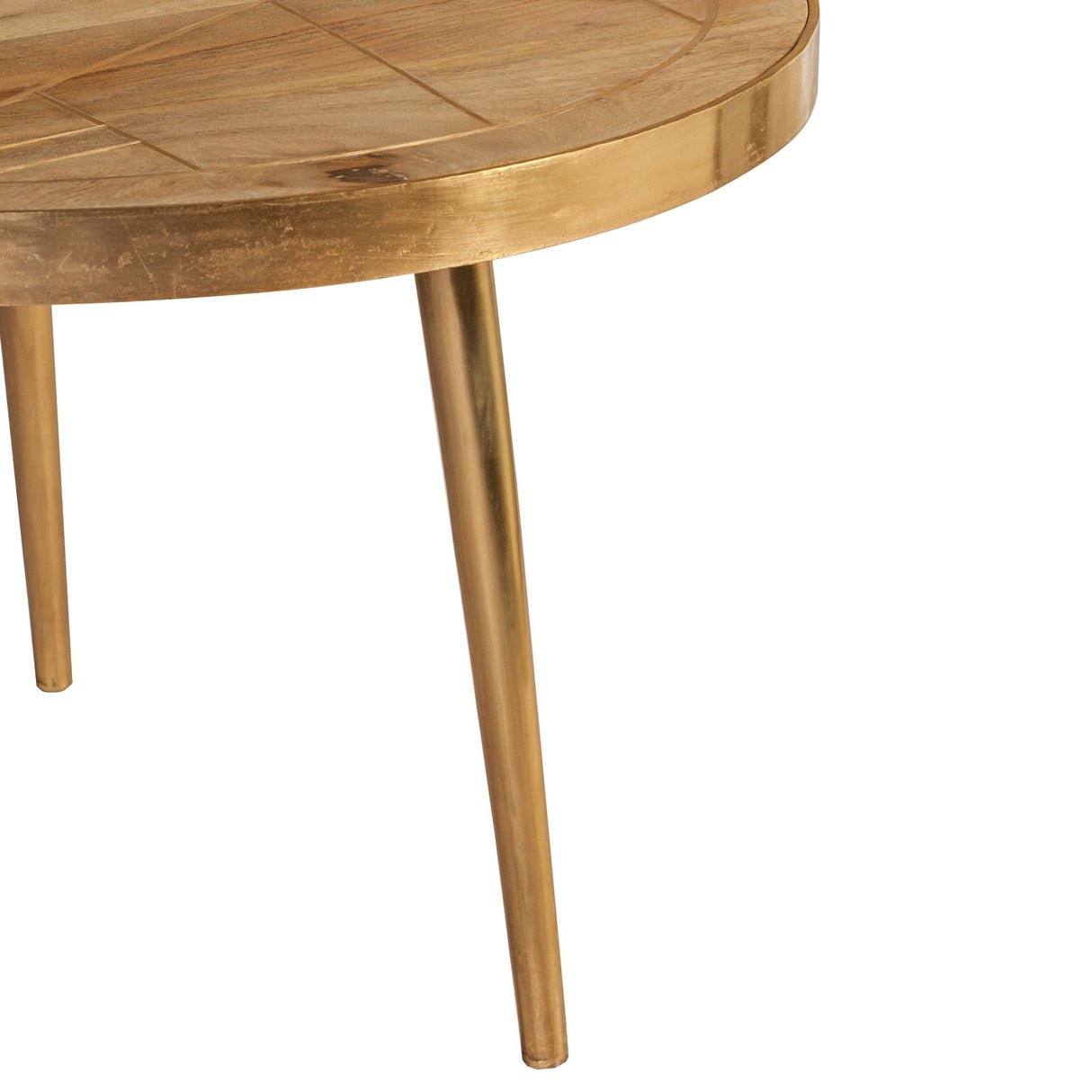 Solid Mango Wood Coffee Table Round - Light Gold