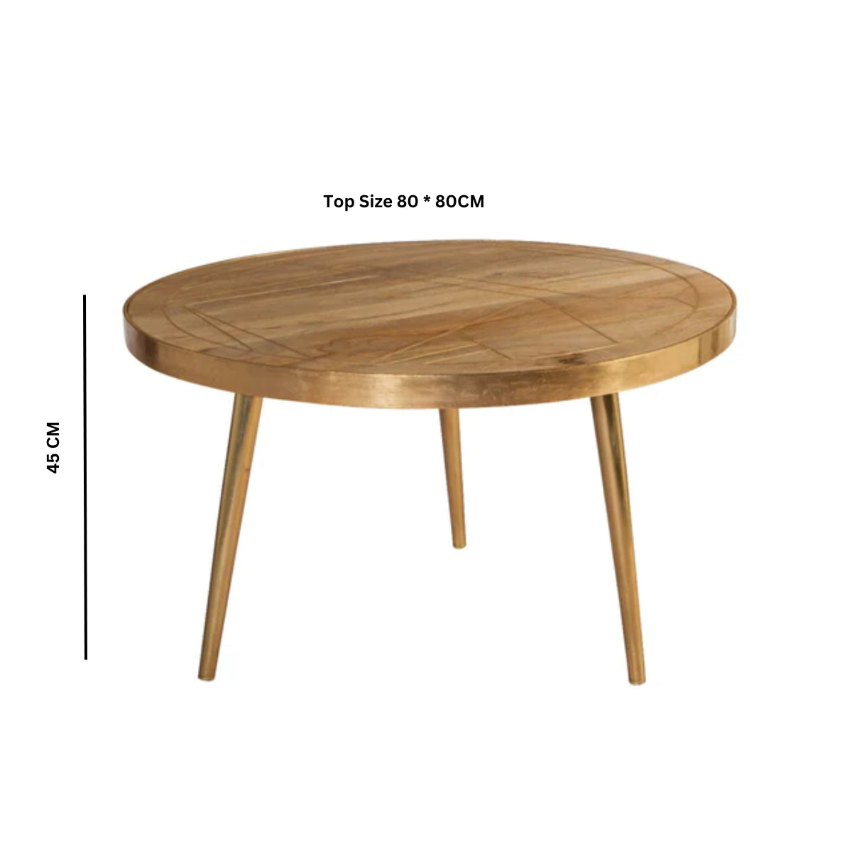 Solid Mango Wood Coffee Table Round - Light Gold