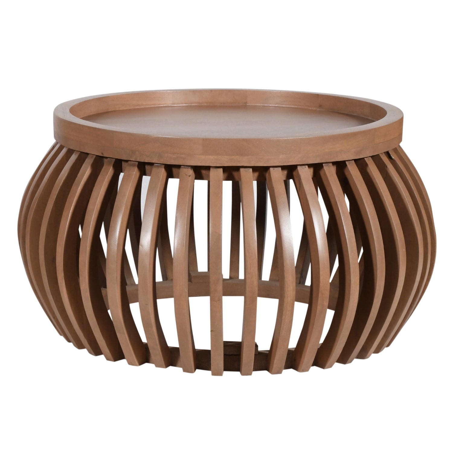 Solid Mango Wood Coffee Table Round Small And Low - Indus