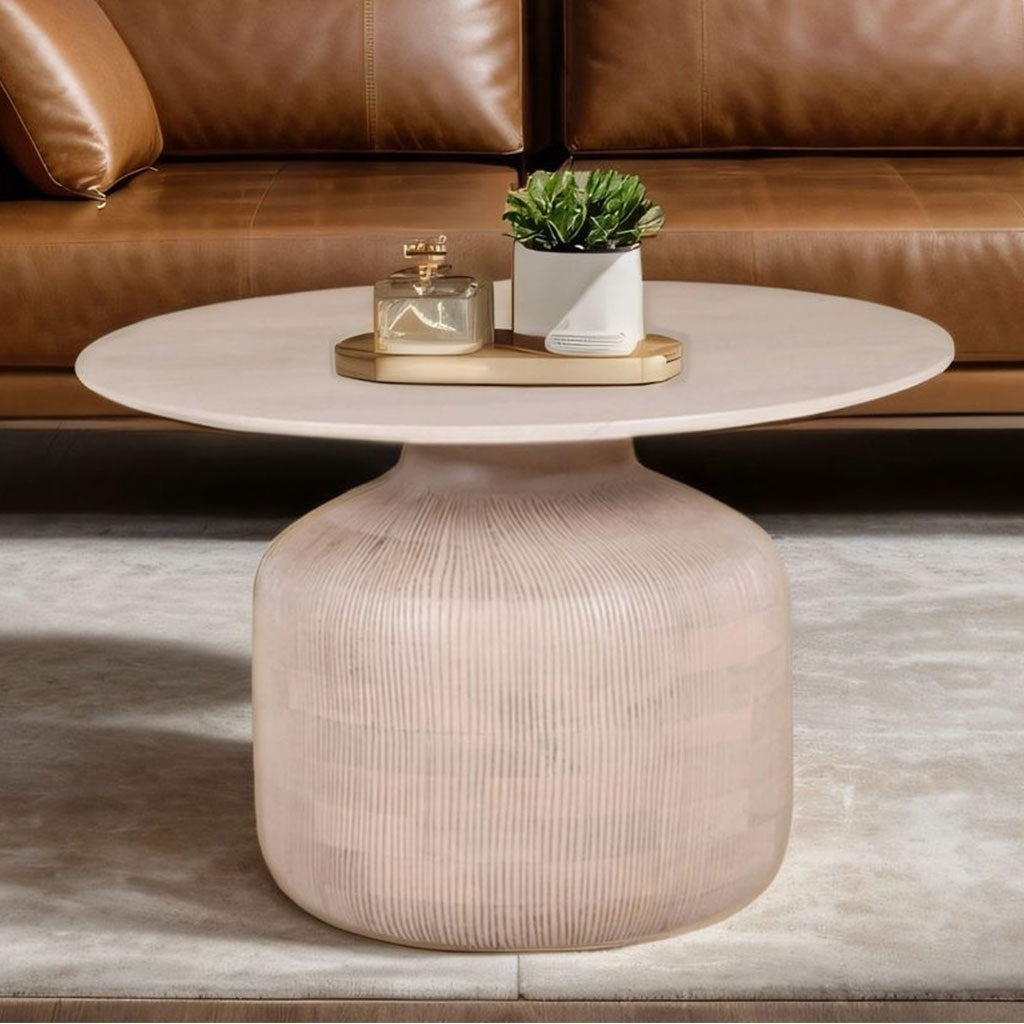 Solid Mango Wood Coffee Table Round - Valencia