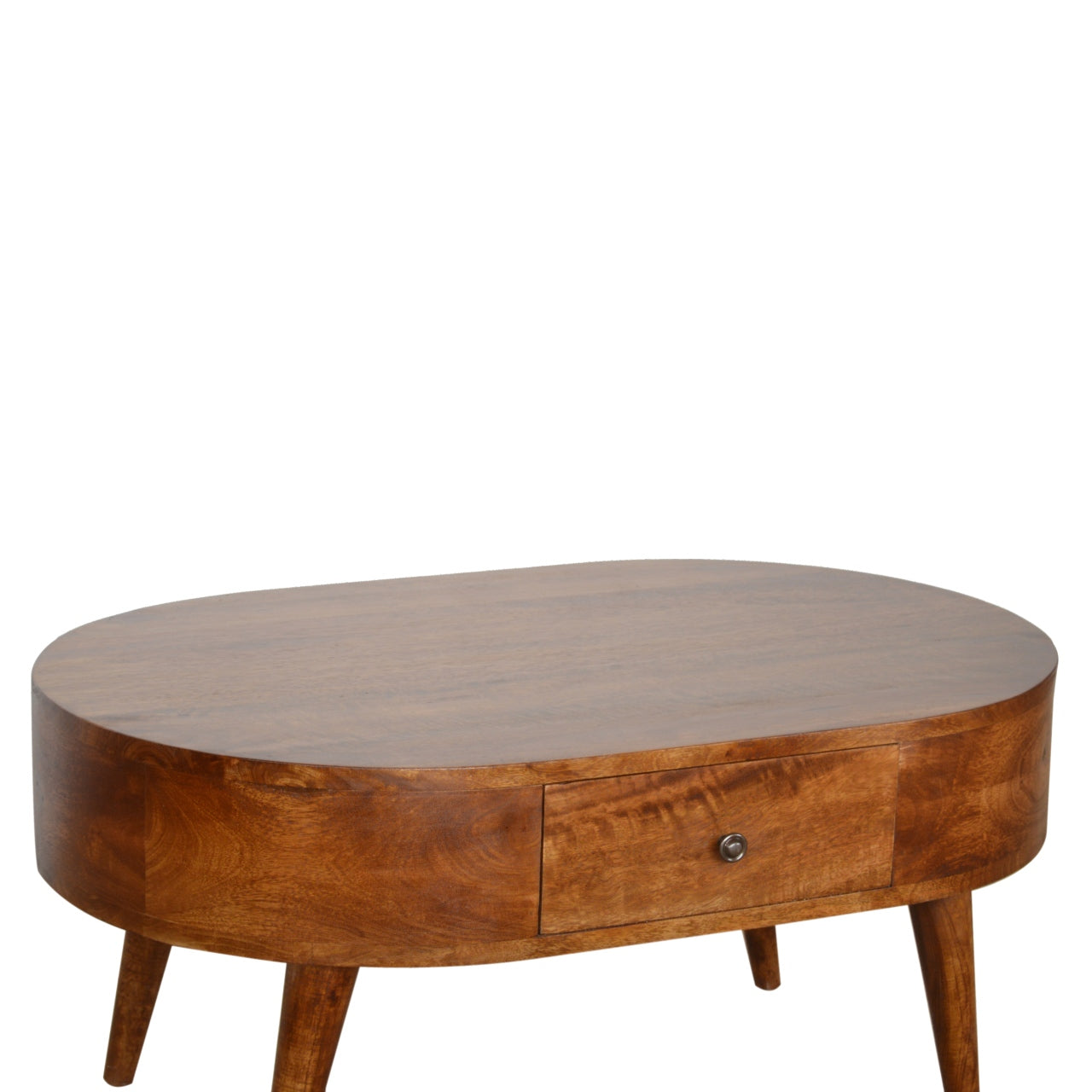 Solid Mango Wood Coffee Table Oval With 2 Drawers - Chester
