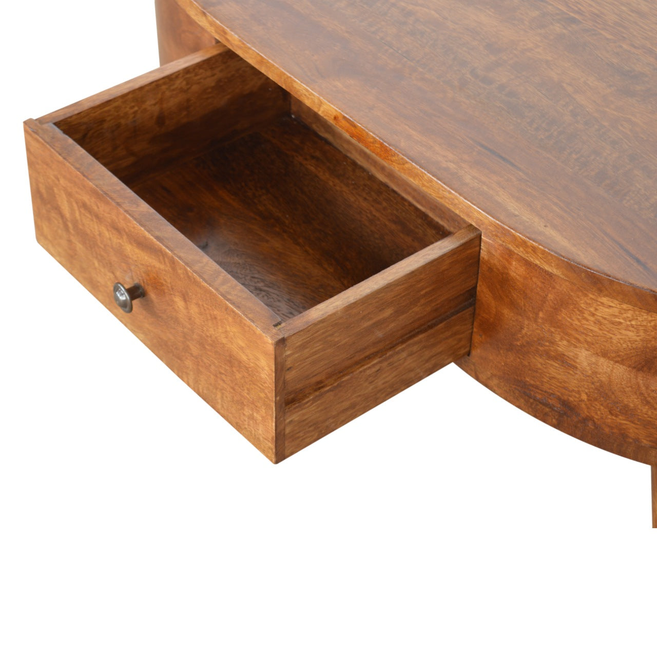 Solid Mango Wood Coffee Table Oval With 2 Drawers - Chester