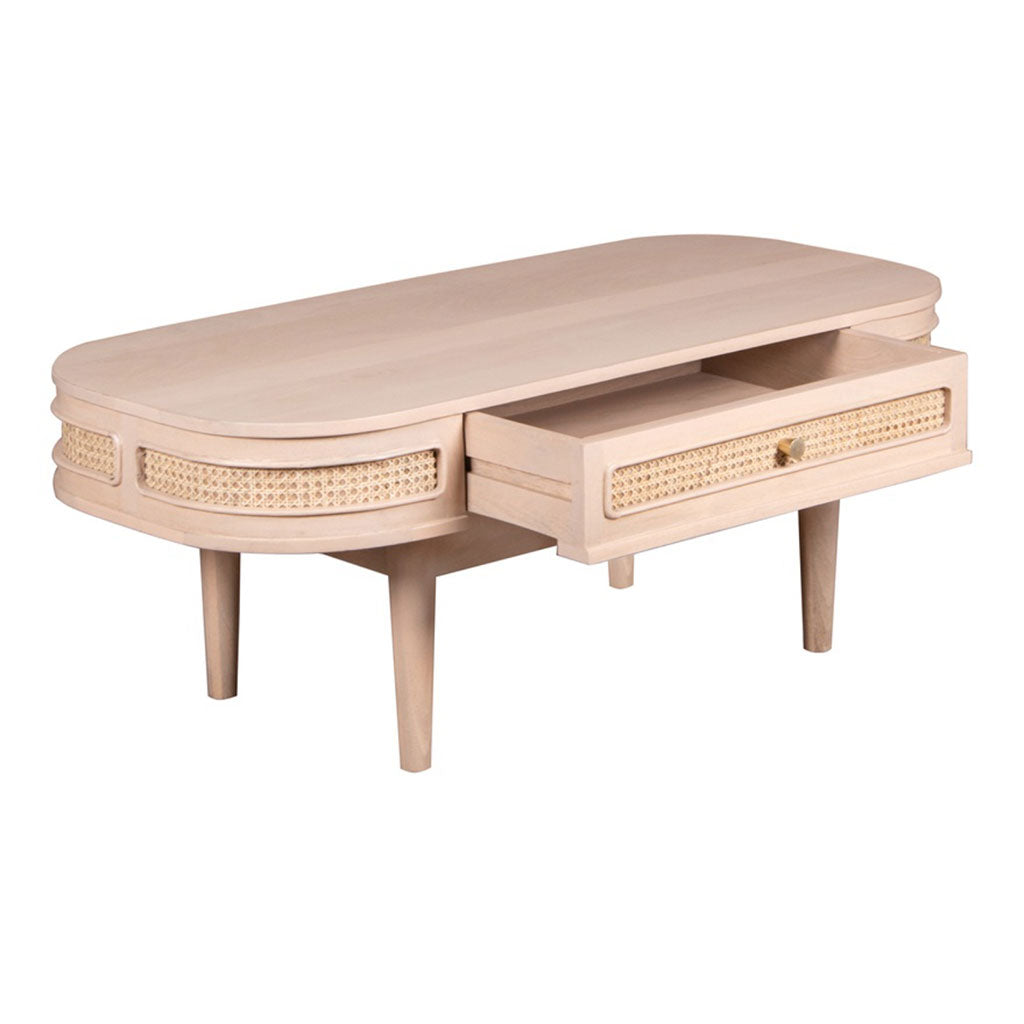 Solid Mango Wood Coffee Table With 1 Drawer - Valencia