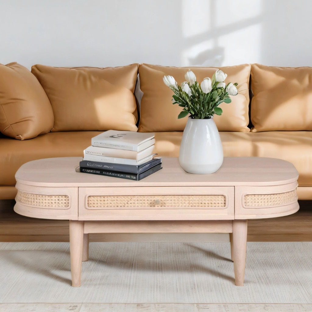 Solid Mango Wood Coffee Table With 1 Drawer - Valencia