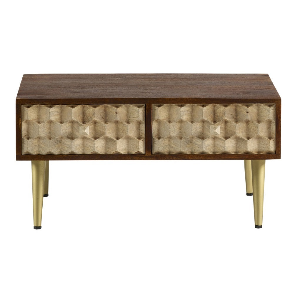 Solid Mango Wood Coffee Table With 2 Drawers - Edison