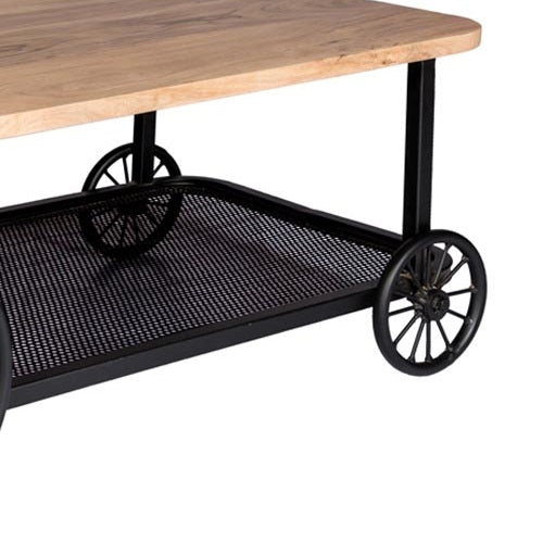 Solid Mango Wood Coffee Table With Metal Base - Craft