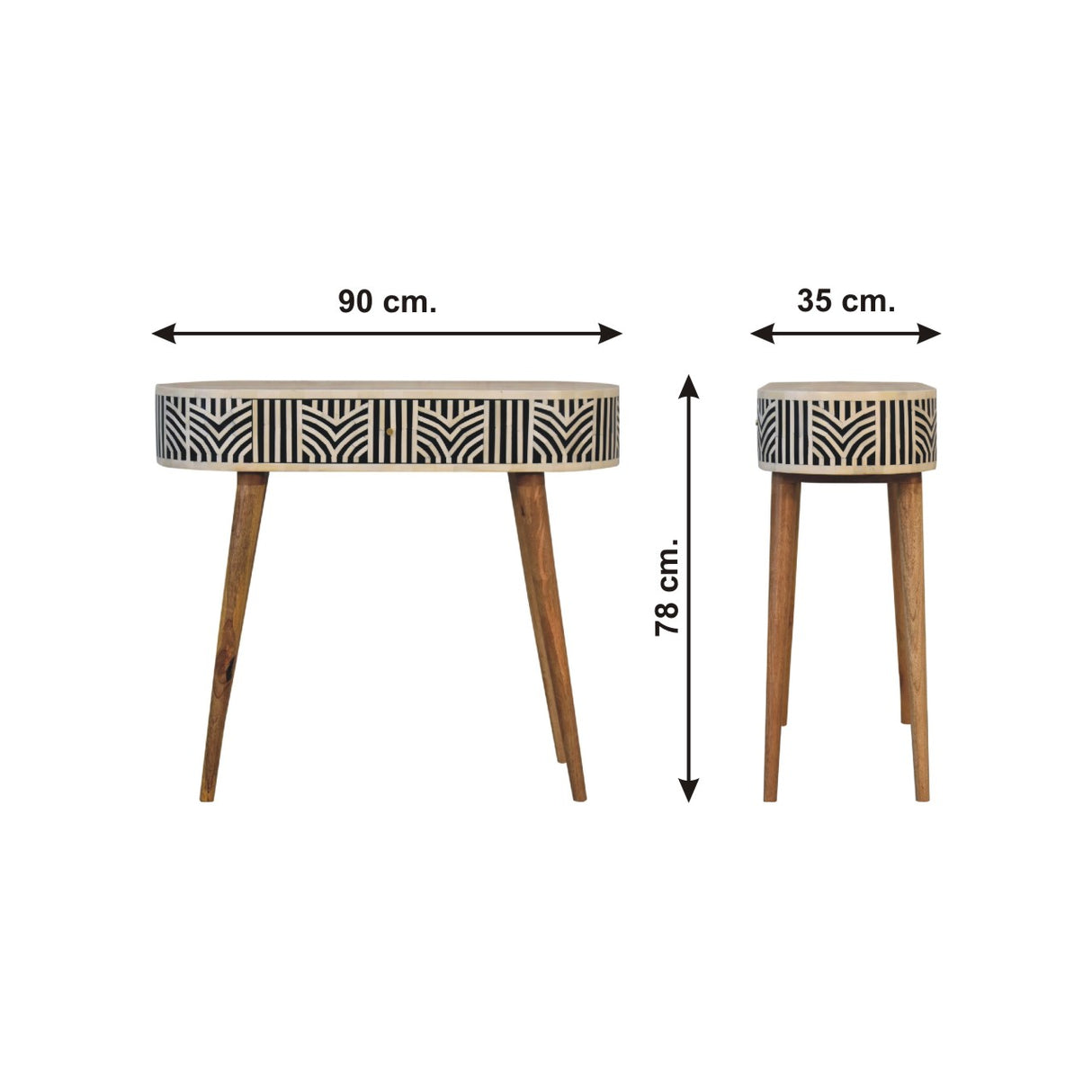 Solid Mango Wood Console Table With 1 Bone Inlay Front Drawer - Edessa