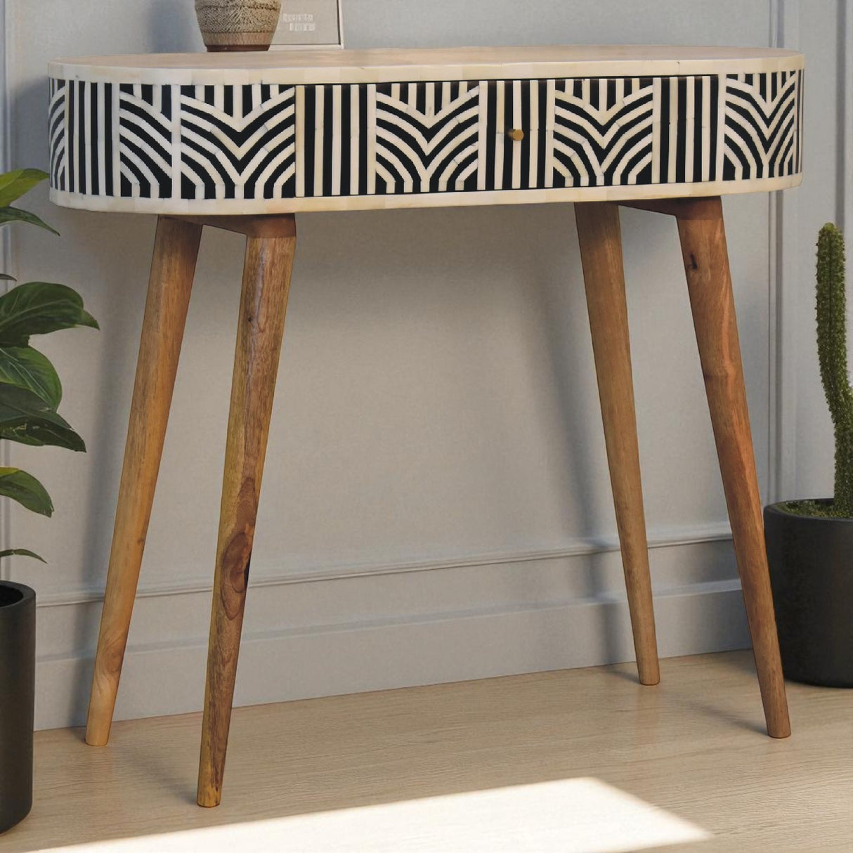 Solid Mango Wood Console Table With 1 Bone Inlay Front Drawer - Edessa