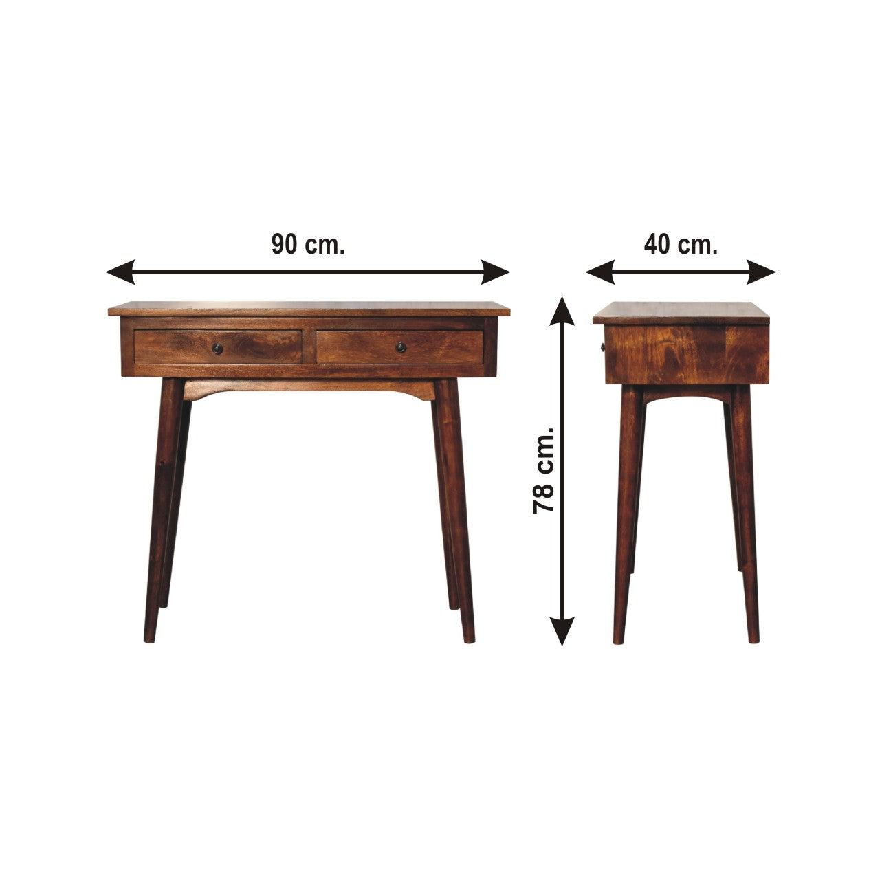 Solid Mango Wood Console Table With 2 Drawers - Birmingham