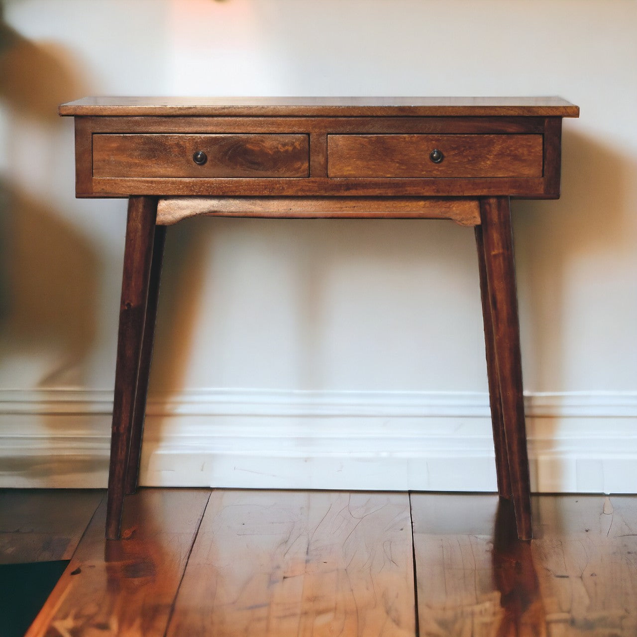 Solid Mango Wood Console Table With 2 Drawers - Birmingham