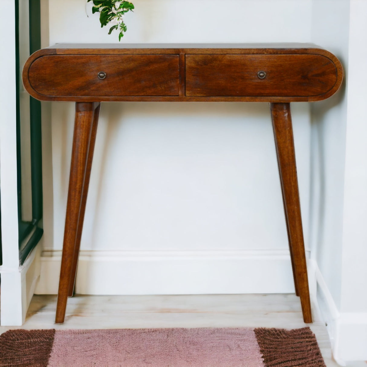 Solid Mango Wood Console Table With 2 Drawers - London