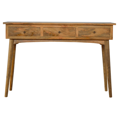 Solid Mango Wood Console Table With 3 Drawers - Lincoln