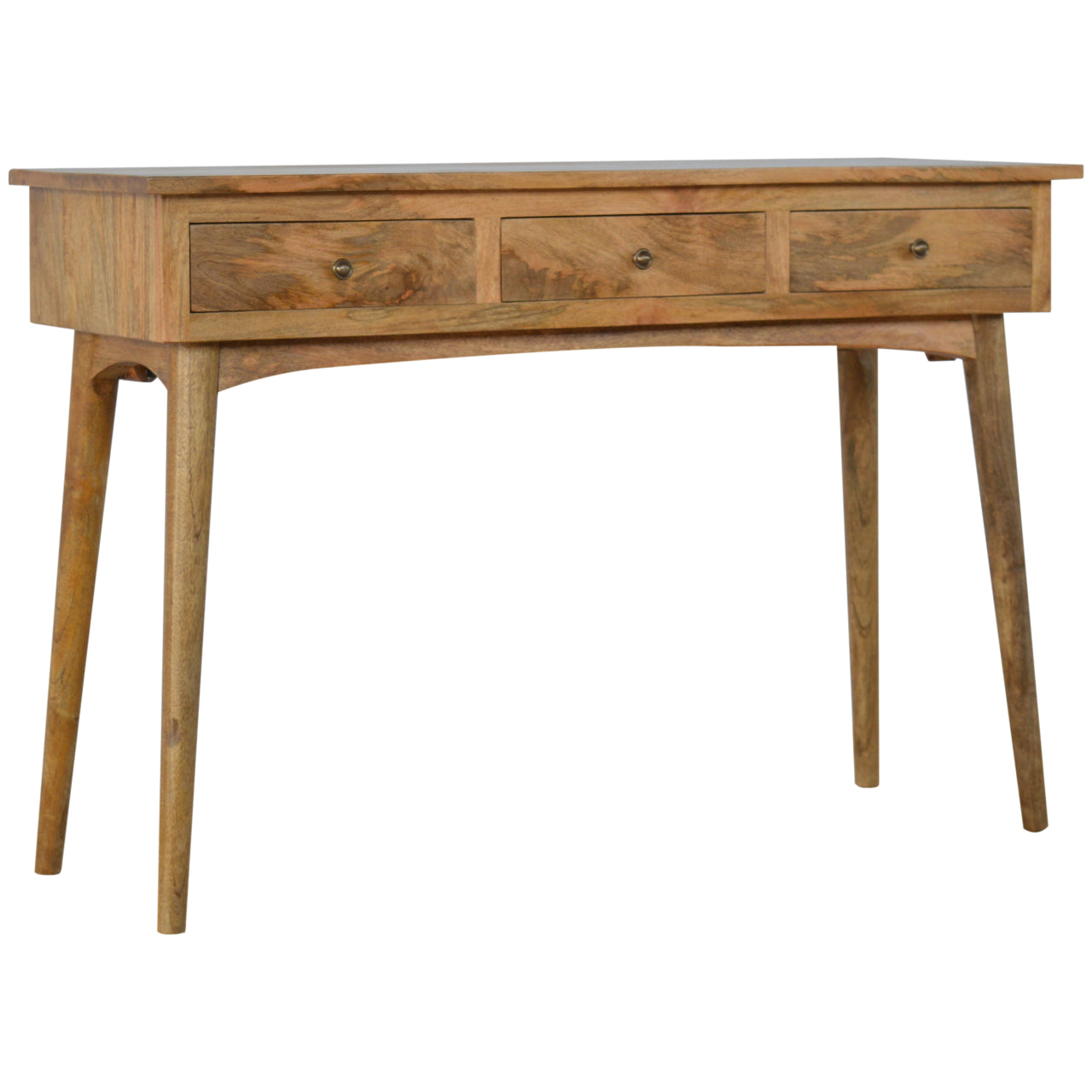 Solid Mango Wood Console Table With 3 Drawers - Lincoln