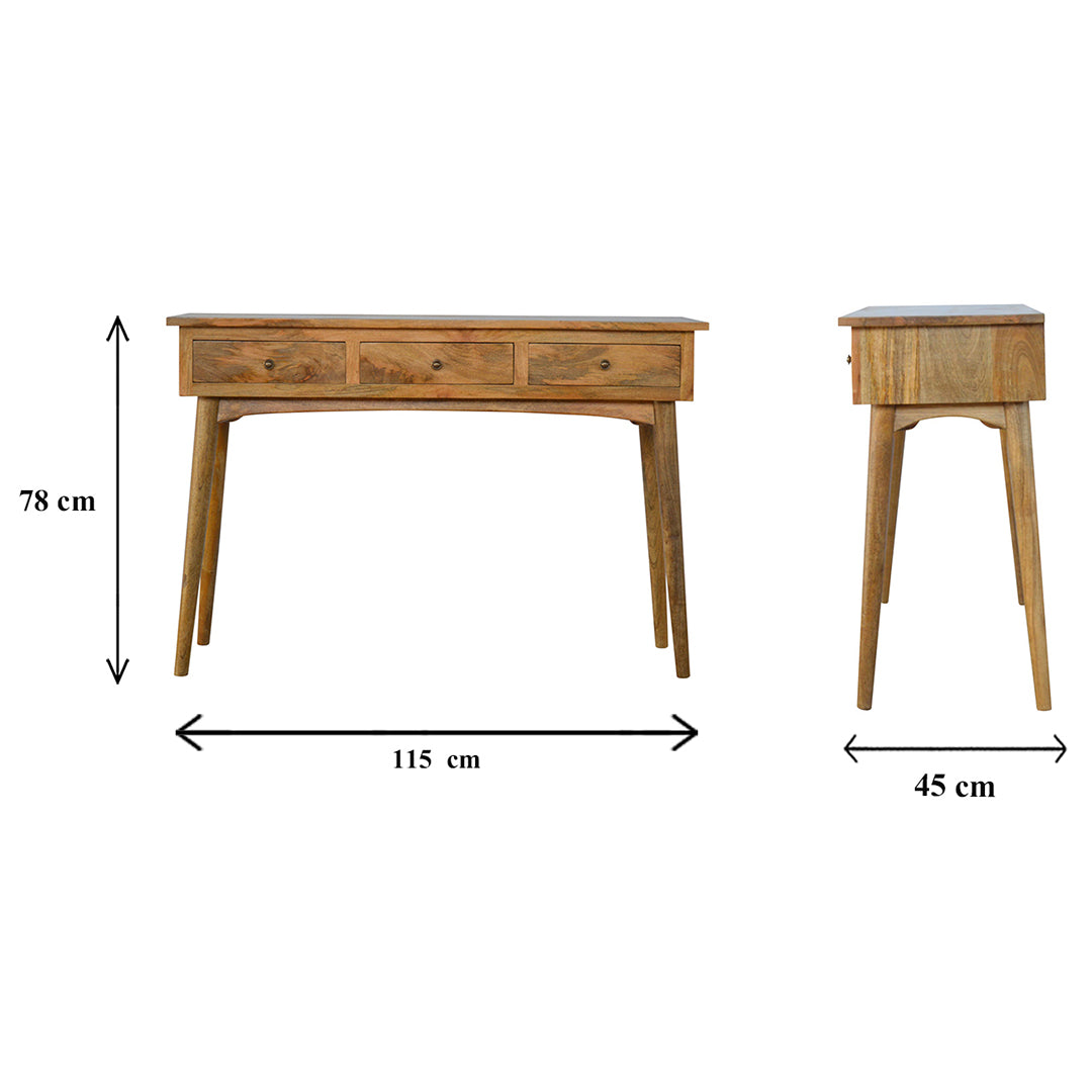 Solid Mango Wood Console Table With 3 Drawers - Lincoln