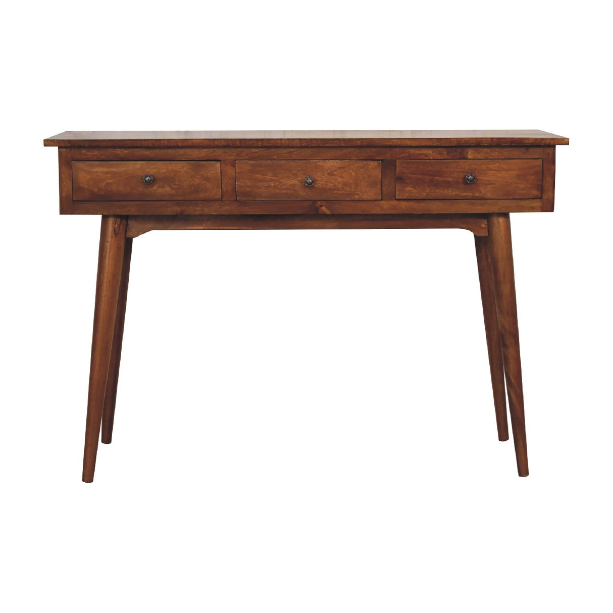 Solid Mango Wood Console Table With 3 Drawers - Lincoln