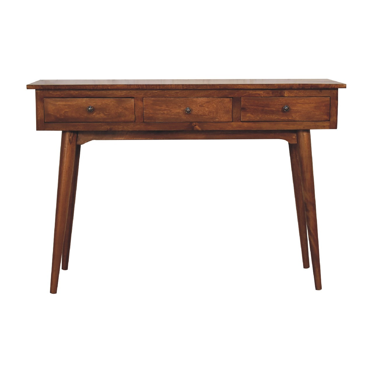 Solid Mango Wood Console Table With 3 Drawers - Lincoln