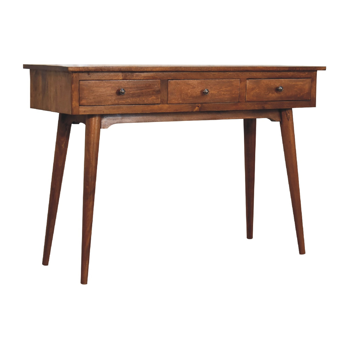 Solid Mango Wood Console Table With 3 Drawers - Lincoln