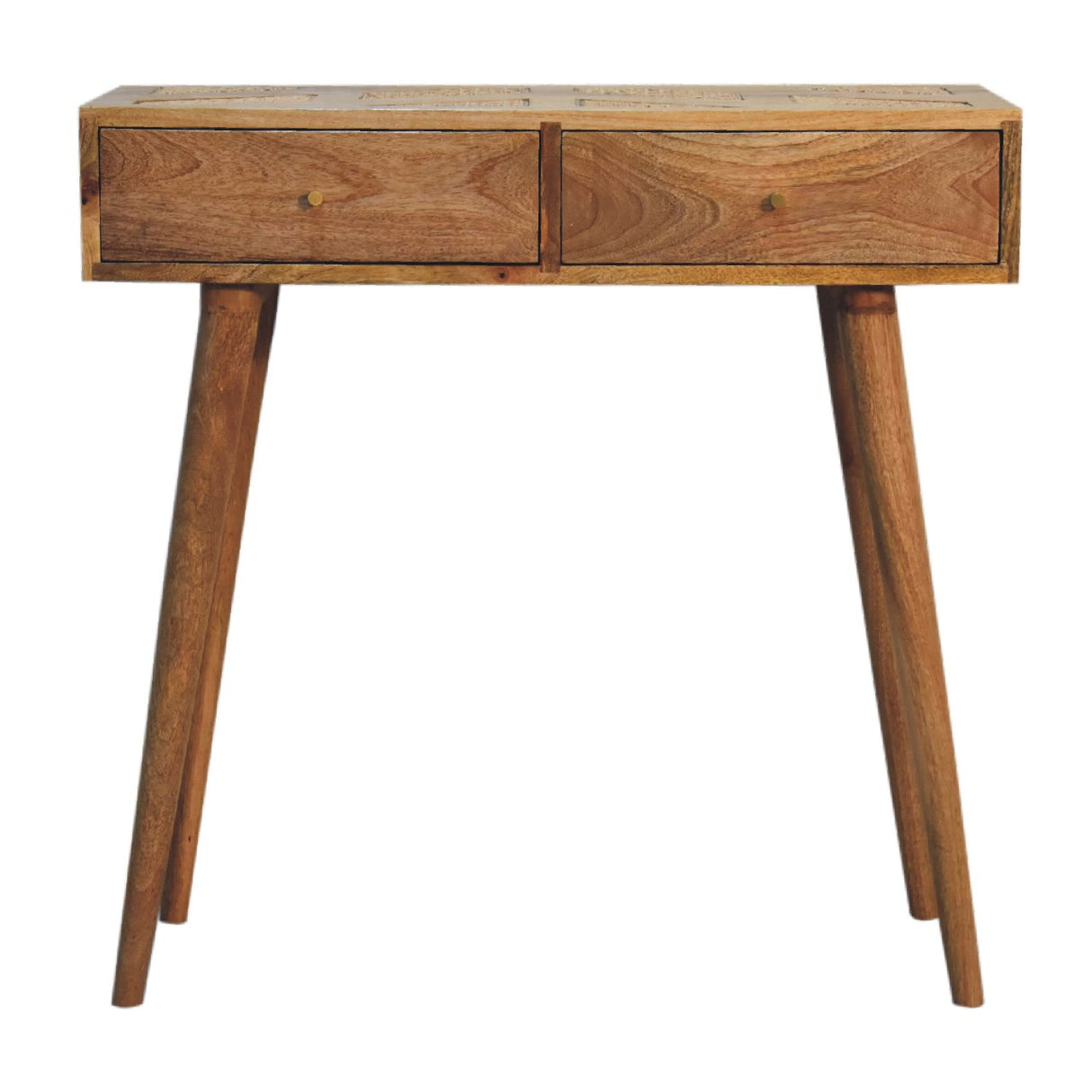 Solid Mango Wood Console Table Aztec With 2 Drawers - Larissa