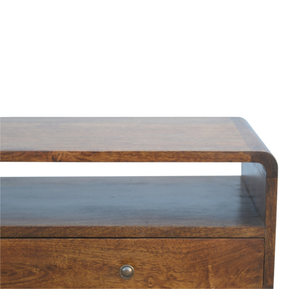 Solid Mango Wood Console Table Curved With 2 Drawers - Gloucester