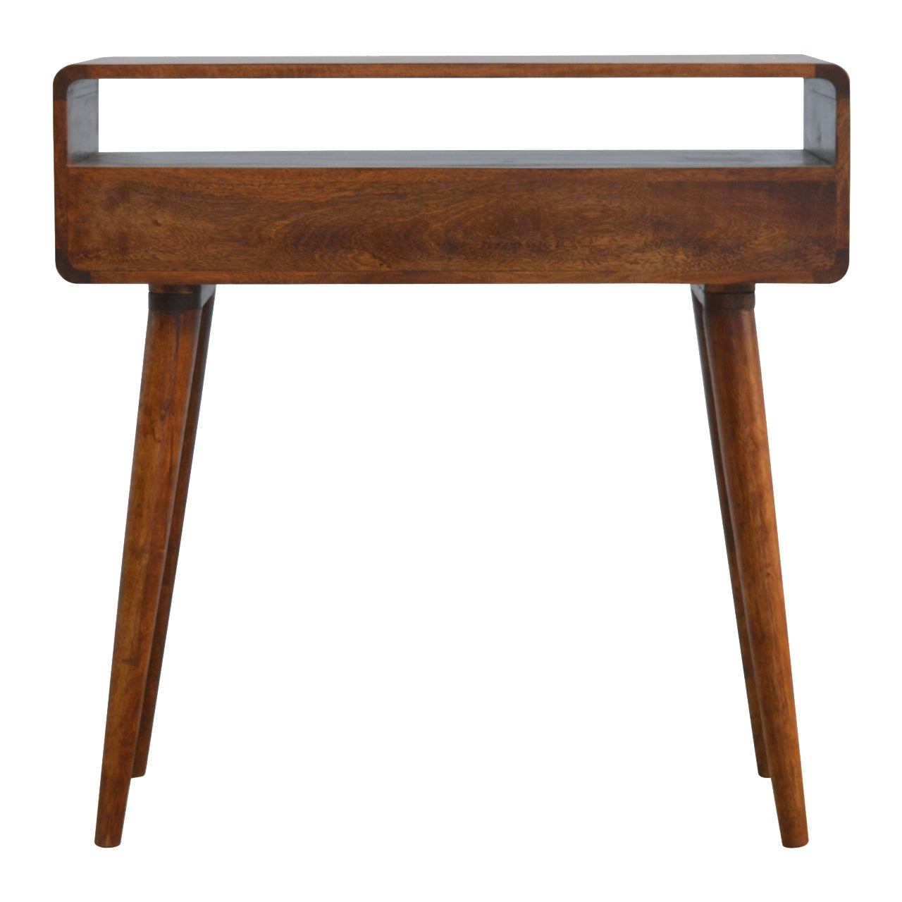 Solid Mango Wood Console Table Curved With 2 Drawers - Gloucester