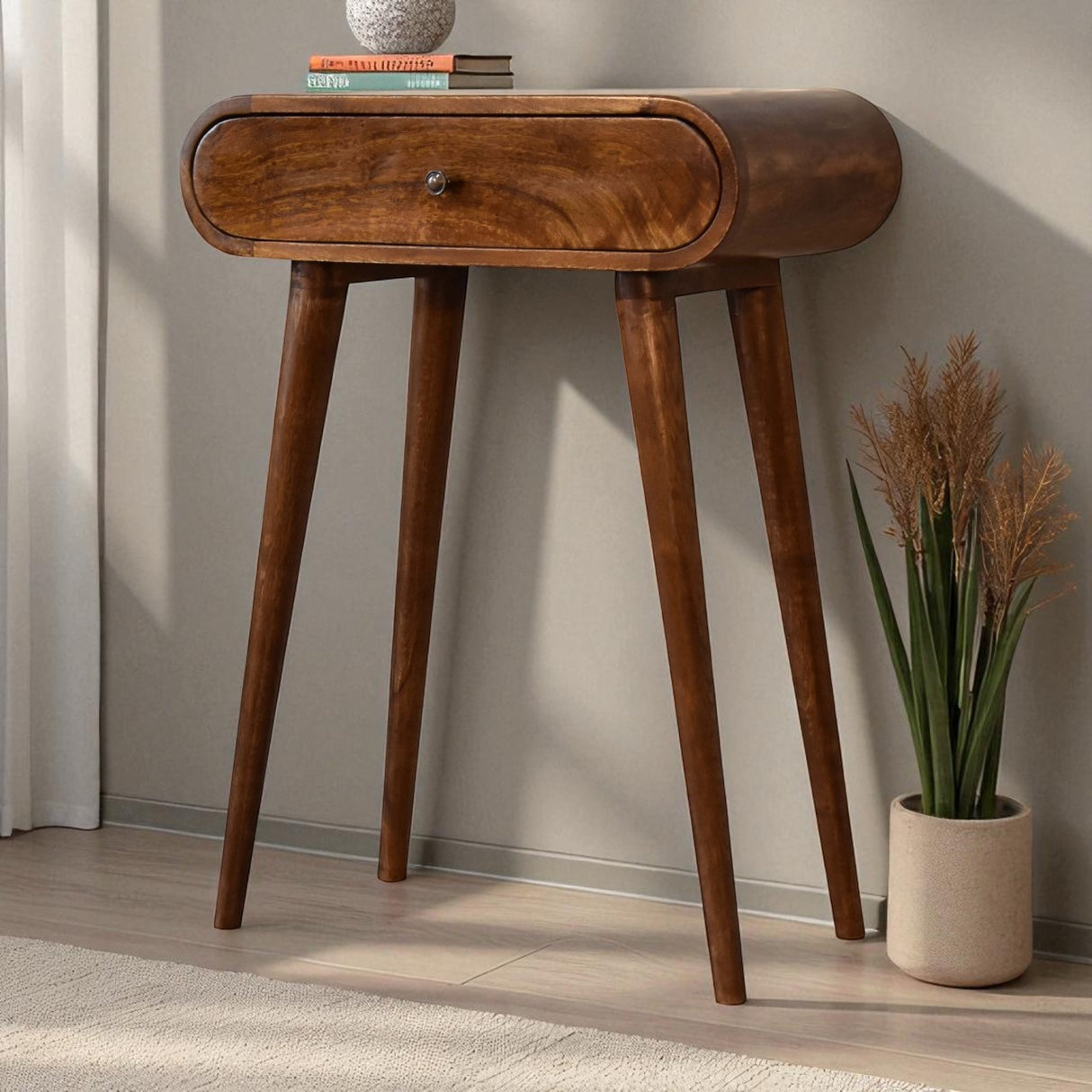 Solid Mango Wood Console Table Mini With 1 Drawer - London