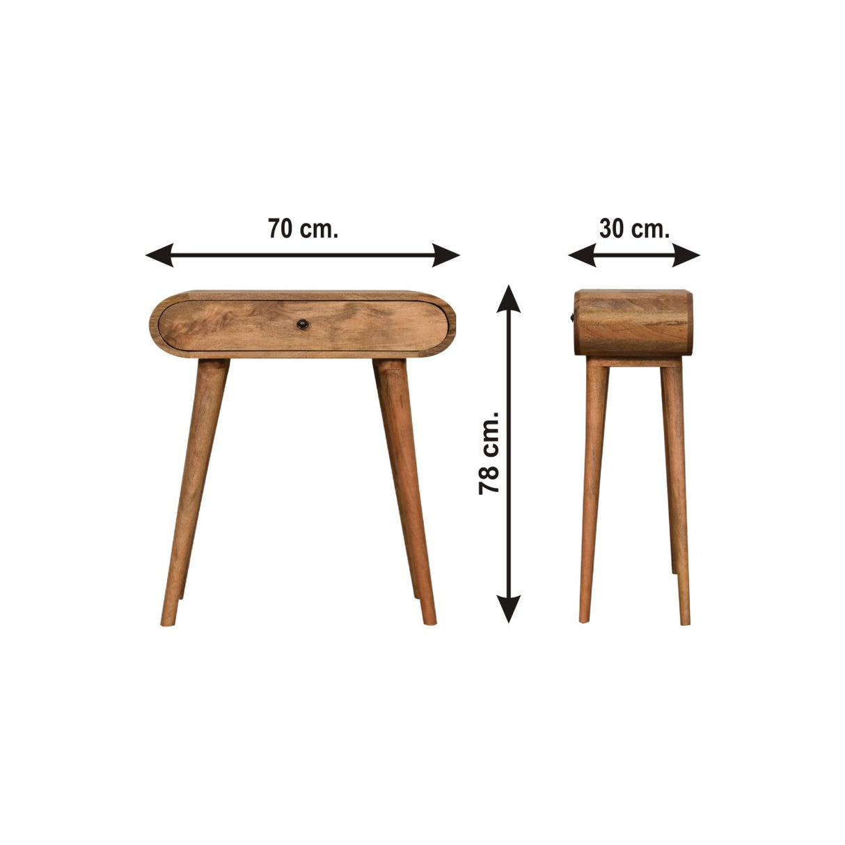 Solid Mango Wood Console Table Mini With 1 Drawer - London