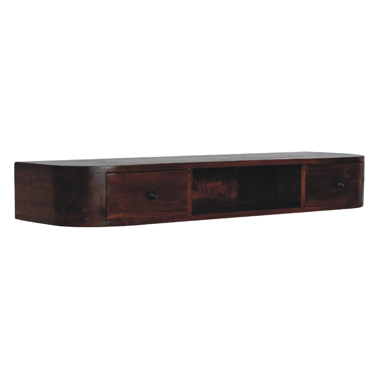 Solid Mango Wood Console Table Wall Mounted With 2 Drawers - Lunar
